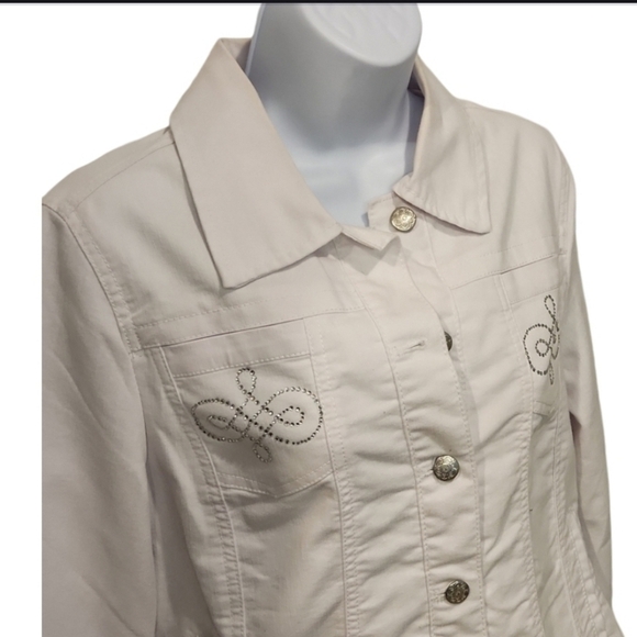 Roz & Ali White Denim Bling Jacket - Picture 4 of 6